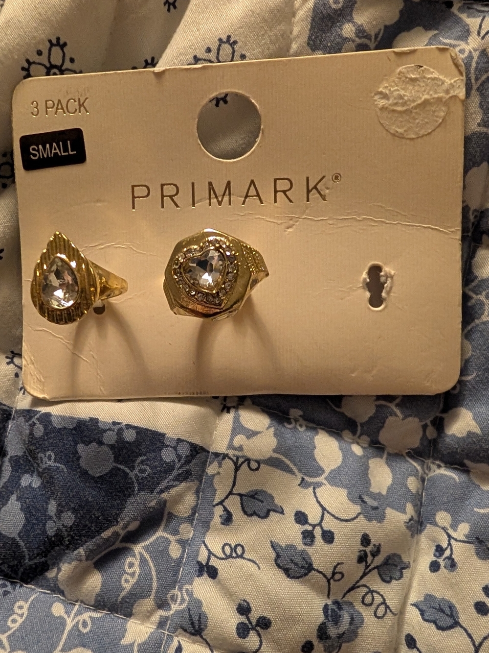 🦋 Primark Silver tone Rings with Clear Stones - 2 Pack